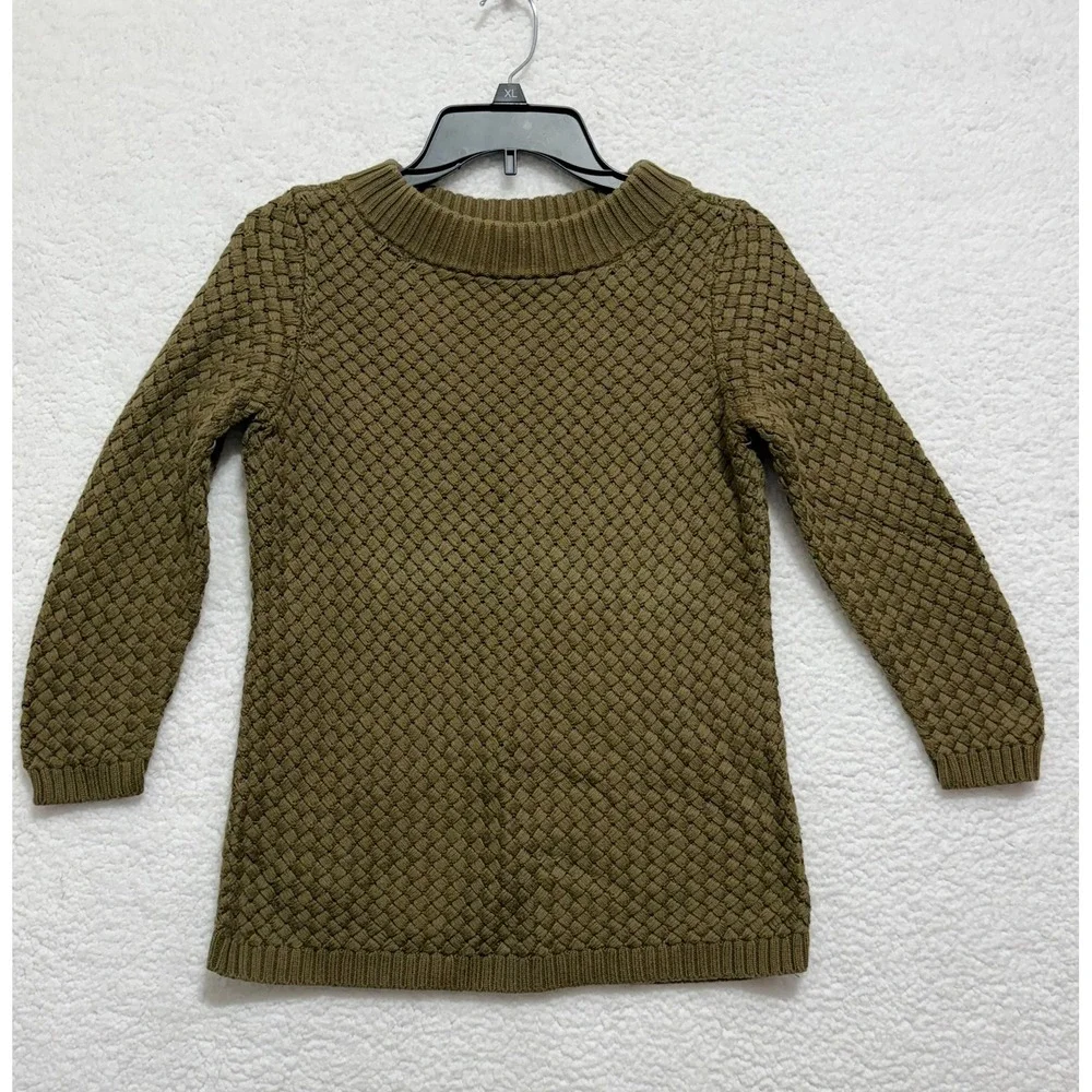 Talbots Classic Collection Women's Olive Green Textured Knit Sweater Medium - Picture 1 of 7